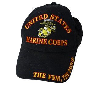 United States Marine Corps Black Baseball Cap Embroidered Adjustable Strap Back